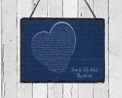 Customizable Slate Song Lyric Sign - Heart Lyric Plaque - Handmade and Personalized