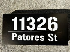 An illuminated Aluminum house sign with cool and warm white LEDs and a dawn to dusk sensor - Antique Bronze finish