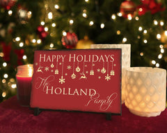 Customizable Slate Holiday Sign - Handmade and Personalized Happy Holidays Plaque