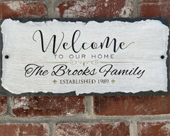 Beautifully Handcrafted and Customizable Slate Home Address Plaque. Improve the curb appeal of your property with this bespoke house sign.