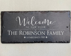 Beautifully Handcrafted and Customizable Slate Home Address Plaque. Improve the curb appeal of your property with this bespoke house sign.