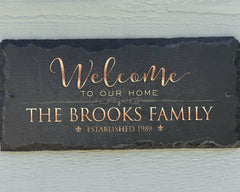 Beautifully Handcrafted and Customizable Slate Home Address Plaque. Improve the curb appeal of your property with this bespoke house sign.