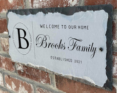 Beautifully Handcrafted and Customizable Slate Home Address Plaque. Improve the curb appeal of your property with this bespoke house sign.