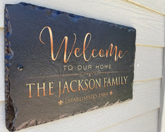 Beautifully Handcrafted and Customizable Slate Home Address Plaque. Improve the curb appeal of your property with this bespoke house sign.