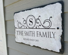 Beautifully Handcrafted and Customizable Slate Home Address Plaque. Improve the curb appeal of your property with this bespoke house sign.