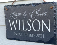 Beautifully Handcrafted and Customizable Slate Home Address Plaque. Improve the curb appeal of your property with this bespoke house sign.