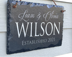 Beautifully Handcrafted and Customizable Slate Home Address Plaque. Improve the curb appeal of your property with this bespoke house sign.