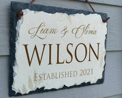 Beautifully Handcrafted and Customizable Slate Home Address Plaque. Improve the curb appeal of your property with this bespoke house sign.