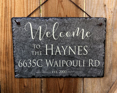 Customizable Slate Welcome Sign - Home Address Plaque - Handmade and Personalized