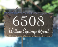 Customizable Slate Home Address House Sign - White on Black - Handmade and Personalized