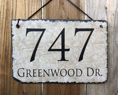 Customizable Slate Home Address House Sign - Beige - Handmade and Personalized