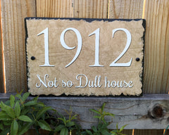 Customizable Slate Home Address House Sign - Beige - Handmade and Personalized