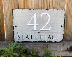 Customizable Slate Home Address House Sign - Light Grey - Handmade and Personalized