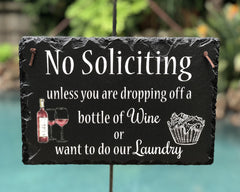 Handmade Slate House Plaque - No Soliciting Sign