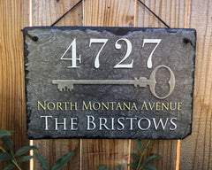 Customizable Slate Home Address House Sign - Key Plaque - Handmade and Personalized