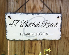 Customizable Slate Home Address House Sign - Name/Address with Established Date - Handmade and Personalized