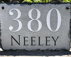 Customizable Slate Home Address House Sign - Light Grey - Handmade and Personalized