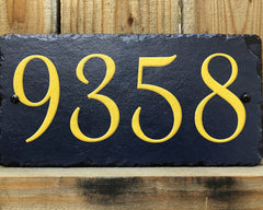 Customizable Slate Home Address House Number Sign - Gold or Silver Embossed Effecton Blue - Handmade and Personalized