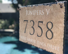 Customizable Slate Home Address House Sign - Dark Beige - Handmade and Personalized