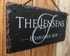 Customizable Slate Home Address House Sign - Name/Address with Established Date - Handmade and Personalized