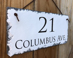 Customizable Slate Home Address House Sign - Black on White - Handmade and Personalized