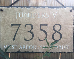 Customizable Slate Home Address House Sign - Dark Beige - Handmade and Personalized