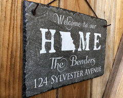 Customizable Slate Home State Sign - Handmade and Personalized with Name, Address and State