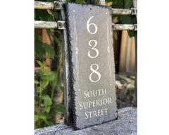 Customizable Slate House Number Sign - Tall House Number Plaque - Handmade and Personalized