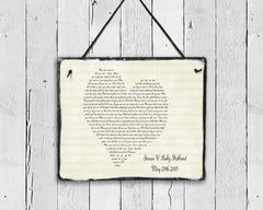 Customizable Slate Song Lyric Music Sign - Heart Lyric Plaque - Handmade and Personalized