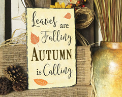 Handmade and Customizable Slate Home Sign - Leaves are Falling