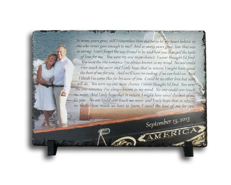 Customizable Slate Photograph - Handmade and Personalized Photo Plaque Color or B/W with your choice of text