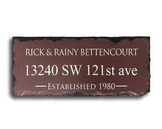 Customizable Burgundy Slate Home Address House Sign - Name, Address,...