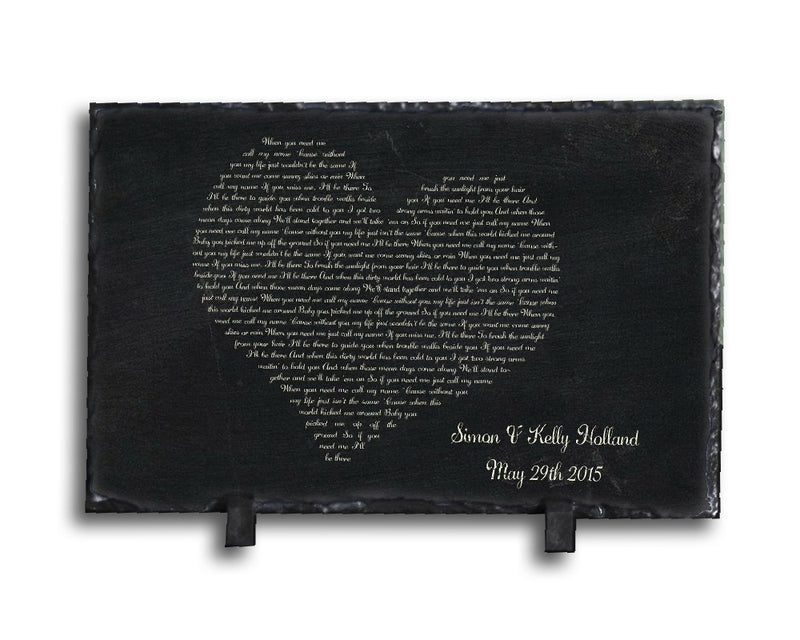 Customizable Slate Song Lyric Sign - Heart Lyric Plaque - Handmade and Personalized