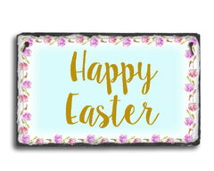 Handmade Slate Easter Sign - Happy Easter