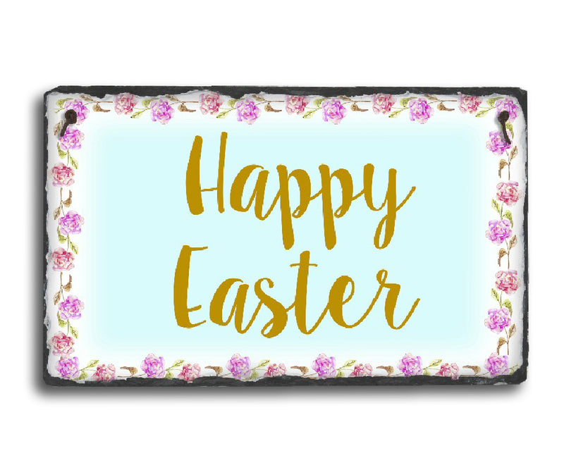 Handmade Slate Easter Sign - Happy Easter