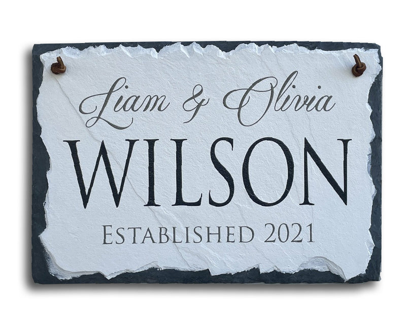 Beautifully Handcrafted and Customizable Slate Home Address Plaque. Improve the curb appeal of your property with this bespoke house sign.