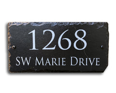 Customizable Slate Home Address House Sign - White on Black - Handmade and Personalized