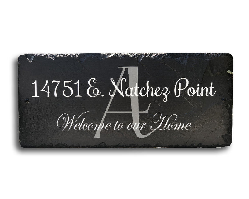 Customizable Slate Home Address House Sign - Welcome To Our Home - Handmade and Personalized