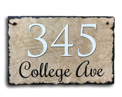 Customizable Slate Home Address House Sign - Beige - Handmade and Personalized