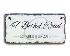 Customizable Slate Home Address House Sign - Name/Address with Established Date - Handmade and Personalized