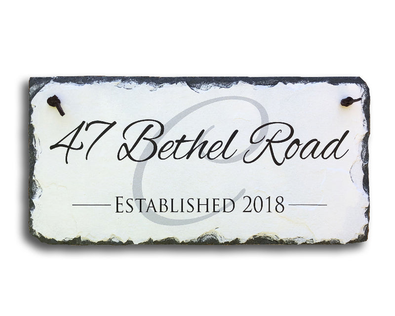 Customizable Slate Home Address House Sign - Name/Address with Established Date - Handmade and Personalized