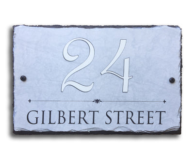 Customizable Slate Home Address House Sign - Light Grey - Handmade and Personalized