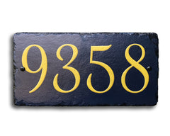 Customizable Slate Home Address House Number Sign - Gold or Silver Embossed Effecton Blue - Handmade and Personalized