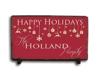 Customizable Slate Holiday Sign - Handmade and Personalized Happy Holidays Plaque