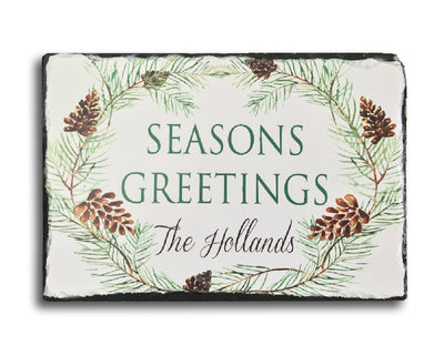 Customizable Slate Holiday Sign - Handmade and Personalized Seasons Greetings Plaque