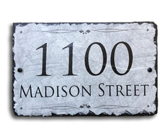 Customizable Slate Home Address House Sign - Light Grey - Handmade and Personalized