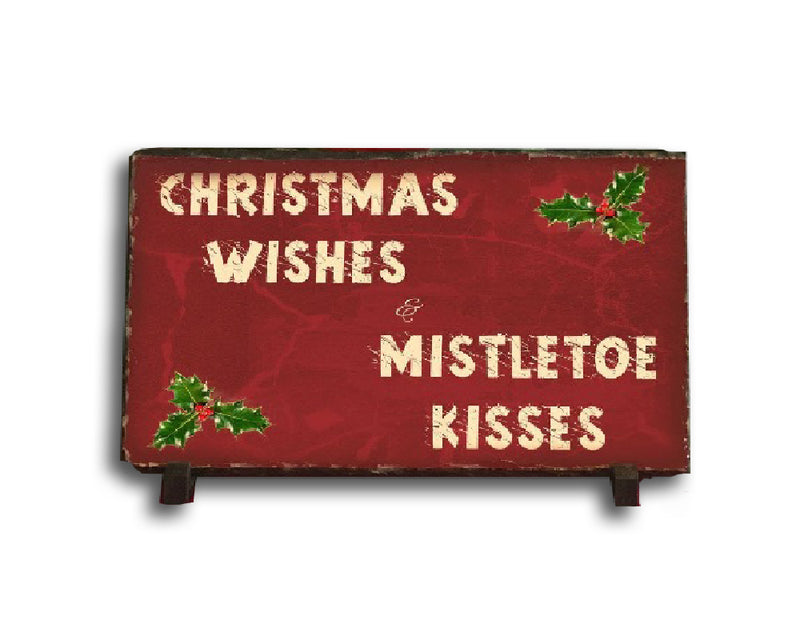 Handmade Slate Holiday Sign - Christmas Wishes