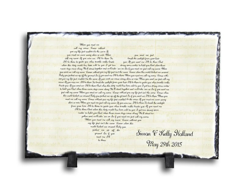 Customizable Slate Song Lyric Music Sign - Heart Lyric Plaque - Handmade and Personalized