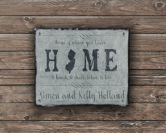 Customizable Slate Home State Sign - Handmade and Personalized with Name, Address and State