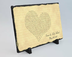 Customizable Slate Song Lyric Sign - Heart Lyric Plaque - Handmade and Personalized